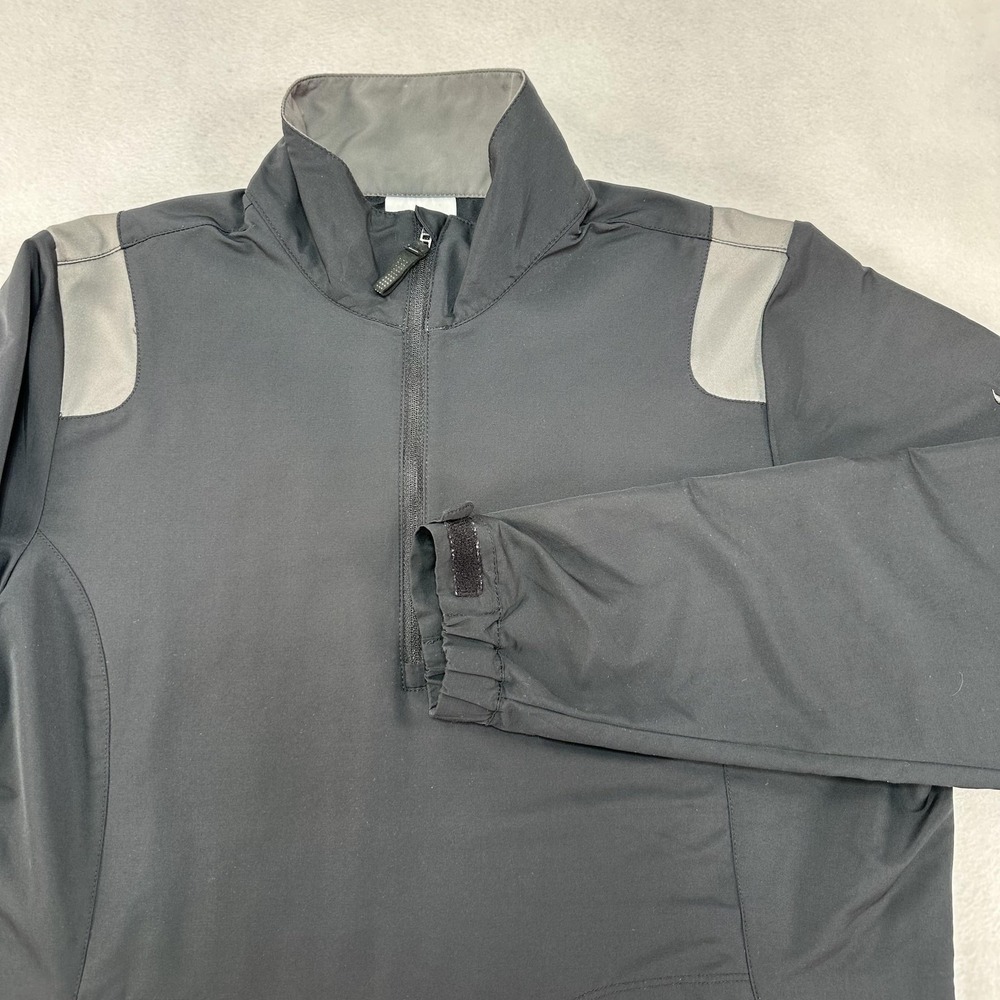 Nike Golf Jacket Mens Medium Black‎ Gray Half Zip Pullover Windbreaker Shell